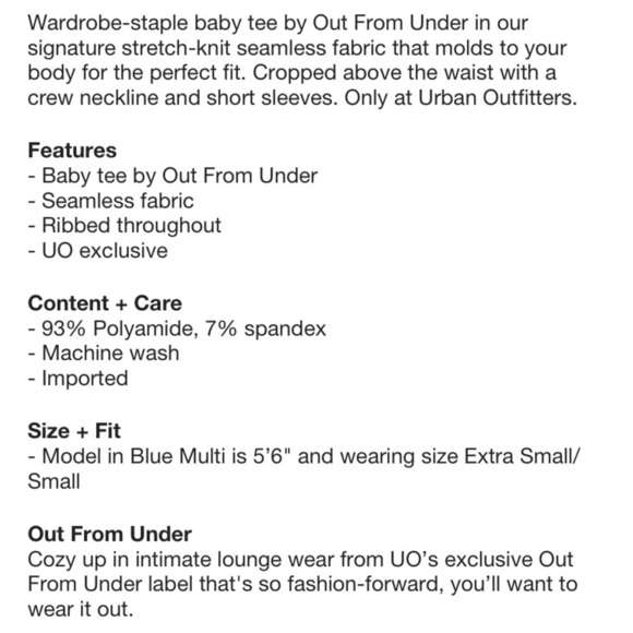 Urban Outfitters Out From Under Everyday Seamless baby tee NWT - Picture 5 of 7